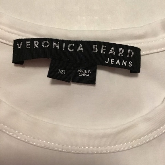 Veronica Beard Jeans Women’s White Blouse Flared Ruffle Short Sleeve - Picture 6 of 8